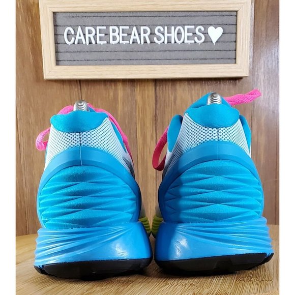 Nike Lunarglide 6 GS SZ 7Y White Pink Blue 654156 100 - Picture 5 of 6